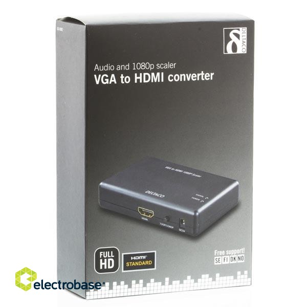 DELTACO PRIME signal converter from VGA and audio to HDMI v1.3 19-pin ho, rescaler, 1080p, black / VGA-HDMI2 image 3