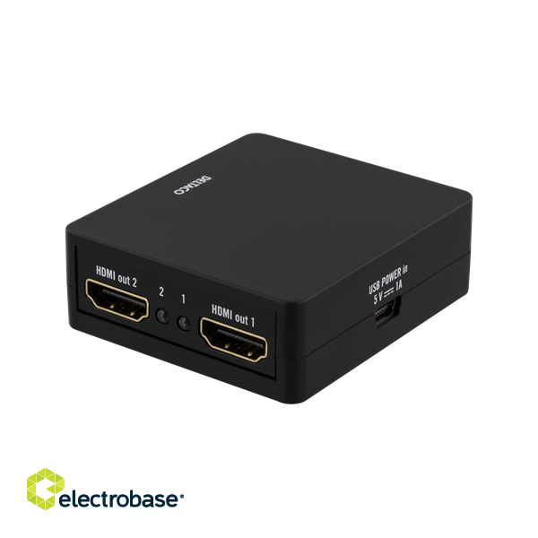 HDMI splitter DELTACO 1xHDMI, 2XHDMI out, 6.75 Gbit, black / HDMI-7050 image 3