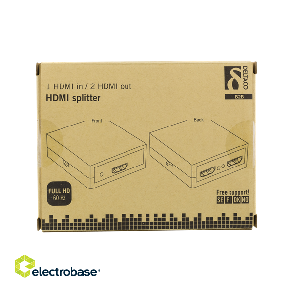 HDMI splitter DELTACO 1xHDMI, 2XHDMI out, 6.75 Gbit, black / HDMI-7050 image 4