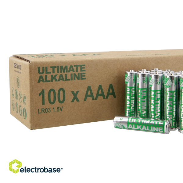 AAA battery DELTACO Ultimate Alkaline, LR03/AAA, Nordic Swan Ecolabelled, 100-pack / ULTB-LR03-100P image 1