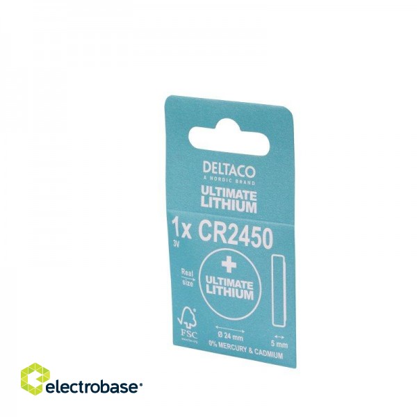 Batteries DELTACO Ultimate Lithium, 3V, CR2450 button cell, 1-pc / ULT-CR2450-1P