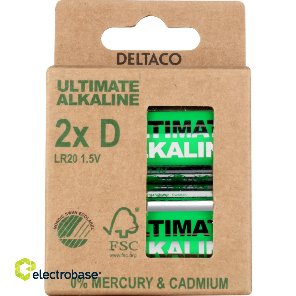 Ultimate Alkaline D battery DELTACO Nordic Swan Ecolabelled, 2-pack / ULT-LR20-2P image 5