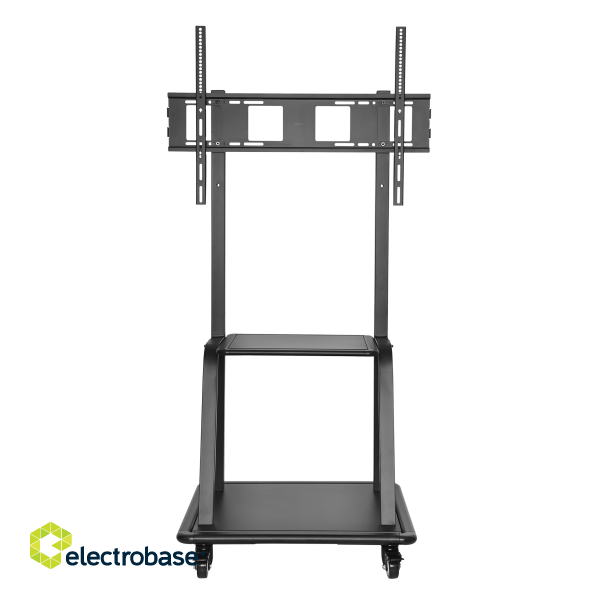 Screen cart with shelve DELTACO OFFICE height adjustable, 1698-1848 mm, Heavy-Duty, 37-100”, black / ARM-0453 image 2