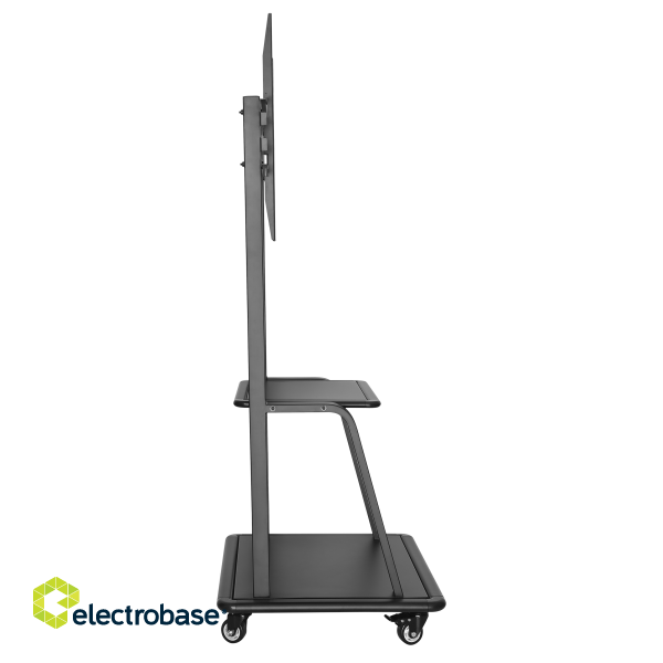 Screen cart with shelve DELTACO OFFICE height adjustable, 1698-1848 mm, Heavy-Duty, 37-100”, black / ARM-0453 image 3
