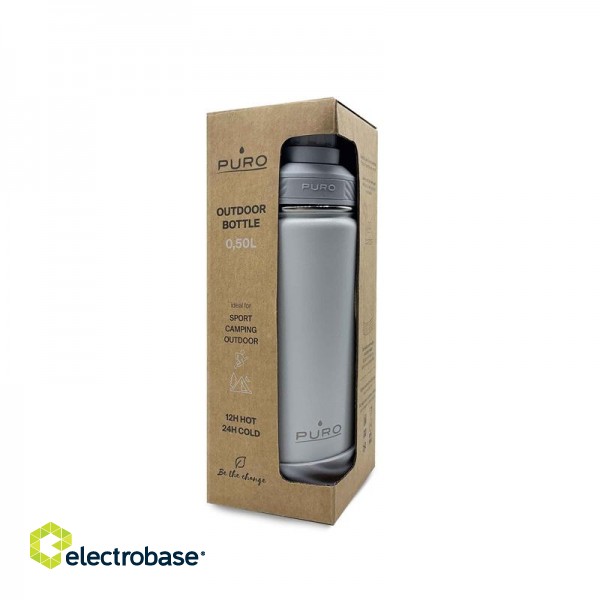 Thermal bottle PURO outdoor, stainless steel, BPA free, 960ml, grey / WB900OUTDOORDW1LGREY image 4