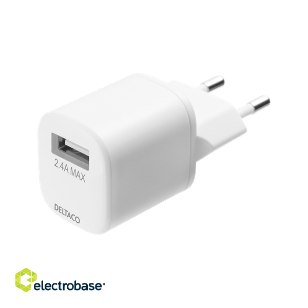 DELTACO wall charger with USB-A for Lightning cable, 1m, white  USB-AC181 image 2