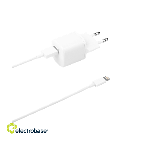 DELTACO wall charger with USB-A for Lightning cable, 1m, white  USB-AC181 image 3