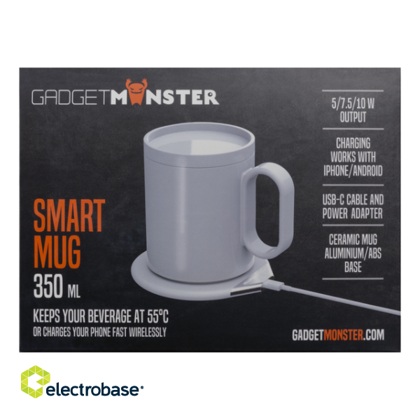 GADGETMONSTER Smart Mug, Keeps the drink in the mug 55 degrees warm or charges your Qi-compatible smartphone directly on the plate! GDM-1003 image 8