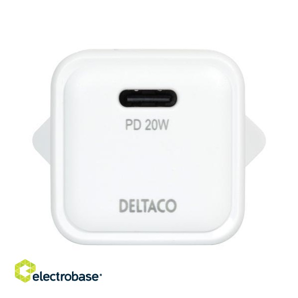 USB-C mini wall charger DELTACO 1x USB-C, PD 20 W, white / USBC-AC150 image 3