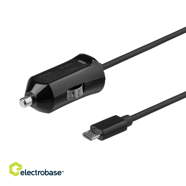 C ar charger DELTACO Micro USB, 2.4 A, 1 m fixed cable, 12 W total / USB-CAR129 image 1