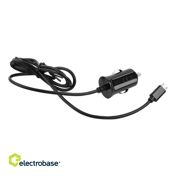 C ar charger DELTACO Micro USB, 2.4 A, 1 m fixed cable, 12 W total / USB-CAR129 image 2