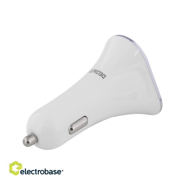 Car charger DELTACO, 5,2A, 3xUSB  white/silver / USB-CAR102 image 1