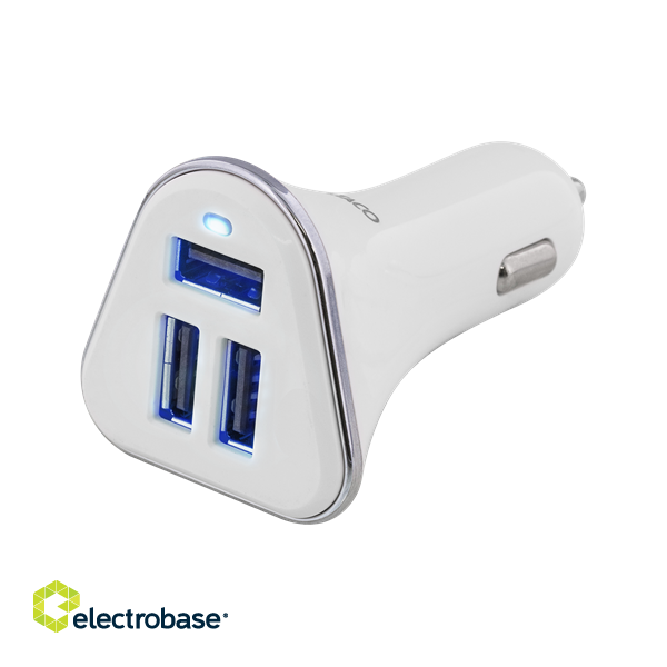 Car charger DELTACO, 5,2A, 3xUSB  white/silver / USB-CAR102 image 3