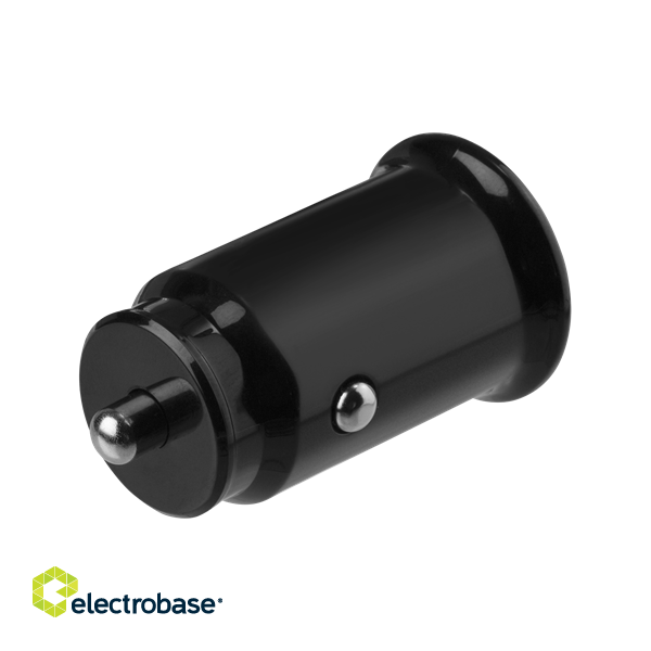 DELTACO 12/24 V USB car charger with compact size and 1x USB-A port, 2.4 A, 12 W, black USB-CAR123 image 2