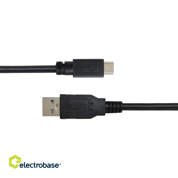Cable DELTACO USB 2.0 Micro B, 2.4A, 2m black / USB-302S-K / R00140009 image 2