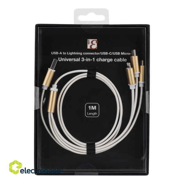 Cable EPZI USB-C, lightining, micro USB, 1m, white / USB-MULTI10 image 2