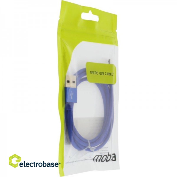 Cable MOB:A USB-A - MicroUSB 2.4A, 1m, blue / 383214 image 1