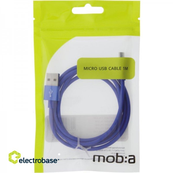 Cable MOB:A USB-A - MicroUSB 2.4A, 1m, blue / 383214 image 2