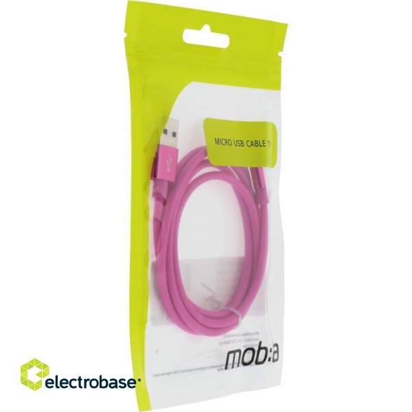Cable MOB:A USB-A - MicroUSB 2.4A, 1m, pink / 383211 image 2