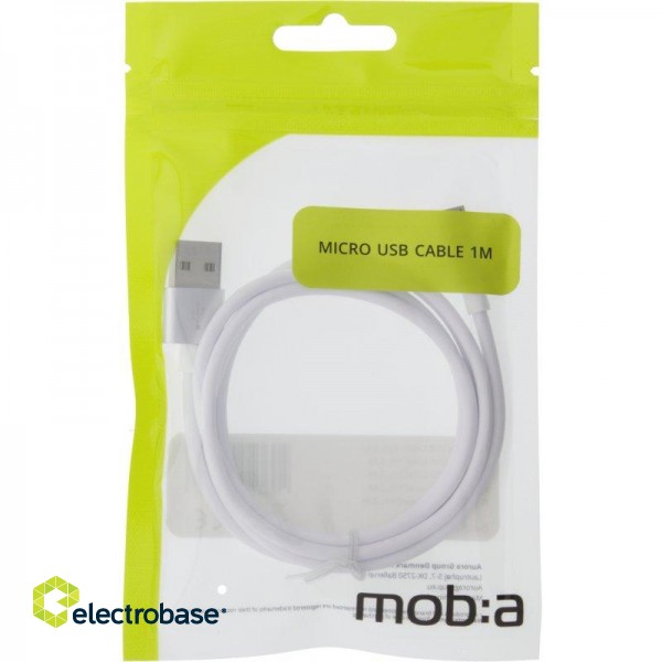 Cable MOB:A USB-A - MicroUSB 2.4A, 1m, white / 383205 image 1