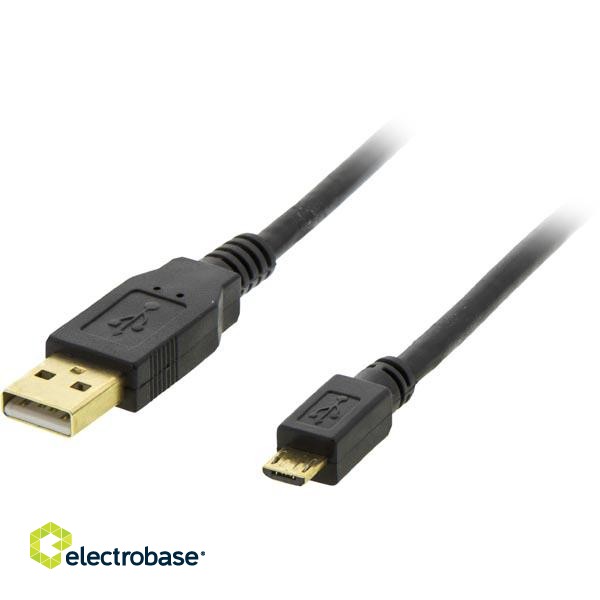 Phone cable DELTACO USB 2.0 "A-micro B", 1.0m, black / MICRO-101 image 1
