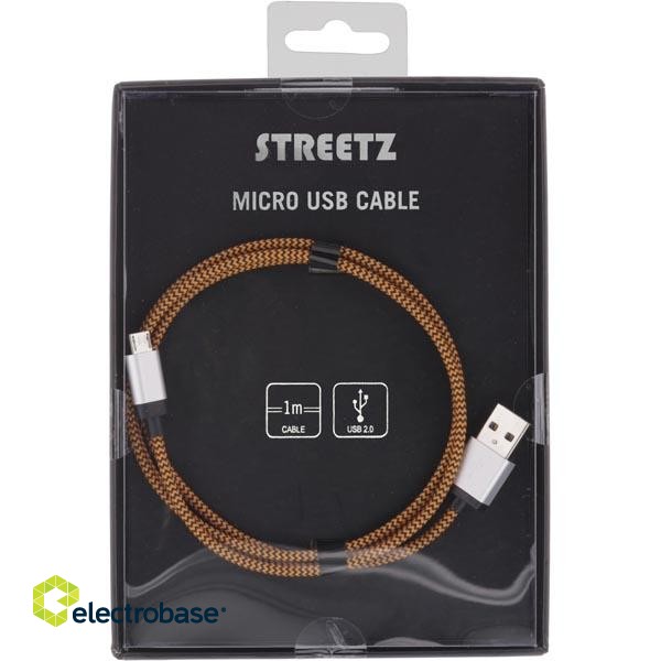 Phone cable STREETZ USB 2.0 "A-micro B", 1.0m, orange / MICRO-116 image 2