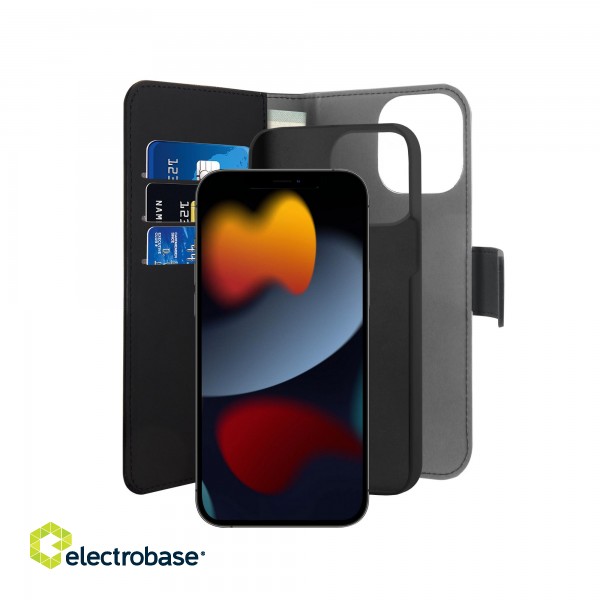 EcoLeather wallet case PURO for iPhone 13 Pro, black / IPC13P61BOOKC3BLK image 3