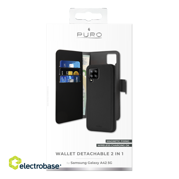 EcoLeather Wallet case Puro for  Samsung Galaxy A42 5G, black / SGA42BOOKC3BLK  image 3