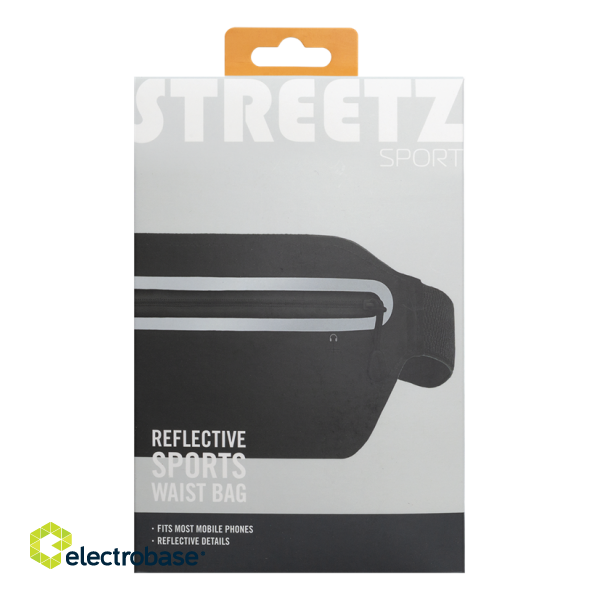 STREETZ Slim sports waist bag, for most smartphones, reflectors, black SPO-003 image 6