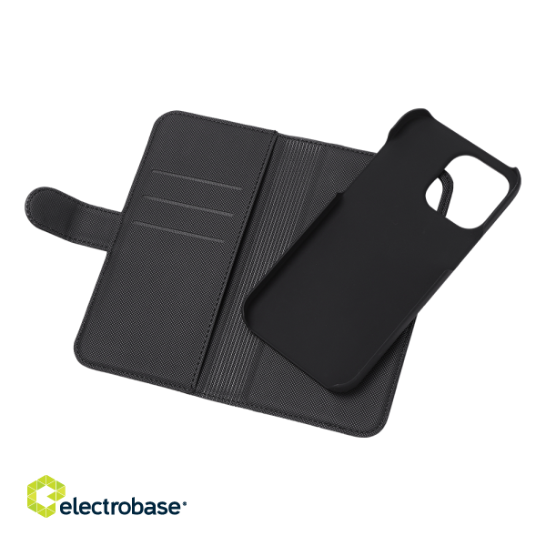 Wallet case DELTACO for iPhone 14 Pr,o 2-in-1, magnetic back cover, black / MCASE-WIP14P61 image 3