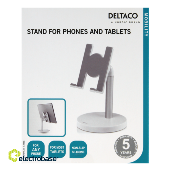 DELTACO Desktop Stand for Smartphone; Tablet, Fits "4.3" to 8 " white ARM-275 image 6