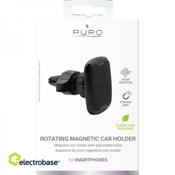 Magnet car air vent holder PURO can be rotated 360°, black / SH7PBLK image 1