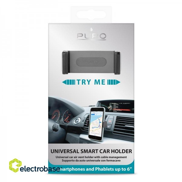 Universal smartphone car holder PURO max 6", black / SH5 image 1
