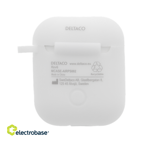 DELTACO AirPods Silicon Case, white / MCASE-AIRPS002 image 5
