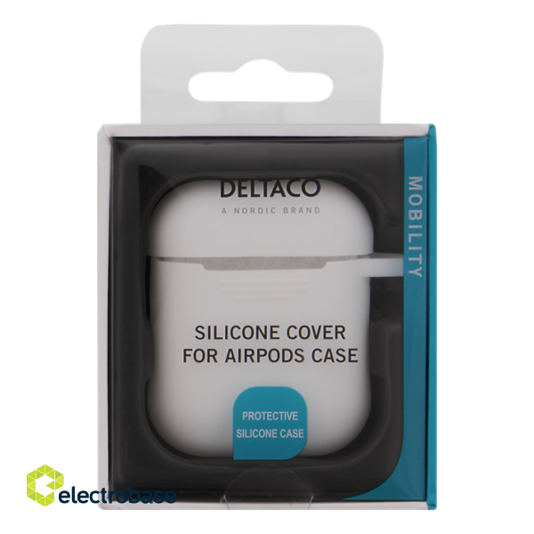 DELTACO AirPods Silicon Case, white / MCASE-AIRPS002 image 6
