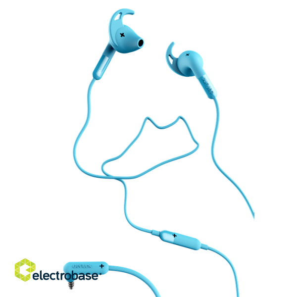 Ausinės DeFunc SPORT į ausis, su mikrofonu, mėlynos / D0024