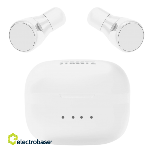 Earphones STREETZ True Wireless, stay-in-ear, charge case, white / TWS-109