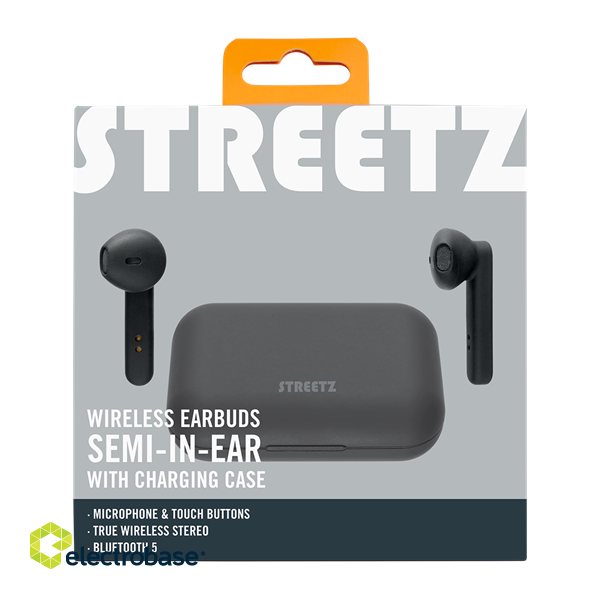 Earphones STREETZ True Wireless Stereo with Charging Case, semi-in-ear, BT 5, matt black / TWS-104 image 6