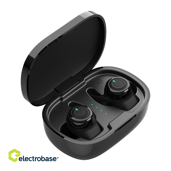 Earphones STREETZ Wireless stay-in-ear headphones with charging case, sweat resistant, BT 5, TWS, black / TWS-112 image 2
