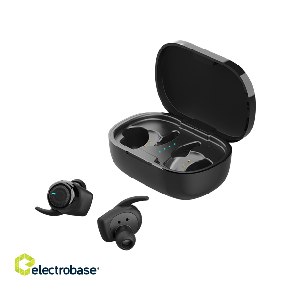 Earphones STREETZ Wireless stay-in-ear headphones with charging case, sweat resistant, BT 5, TWS, black / TWS-112 image 3