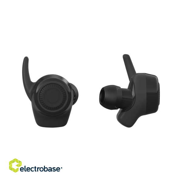 Earphones STREETZ Wireless stay-in-ear headphones with charging case, sweat resistant, BT 5, TWS, black / TWS-112 image 4