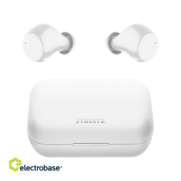 Earphones STREETZ Wireless with charging case, BT 5, TWS, white / TWS-111 image 1