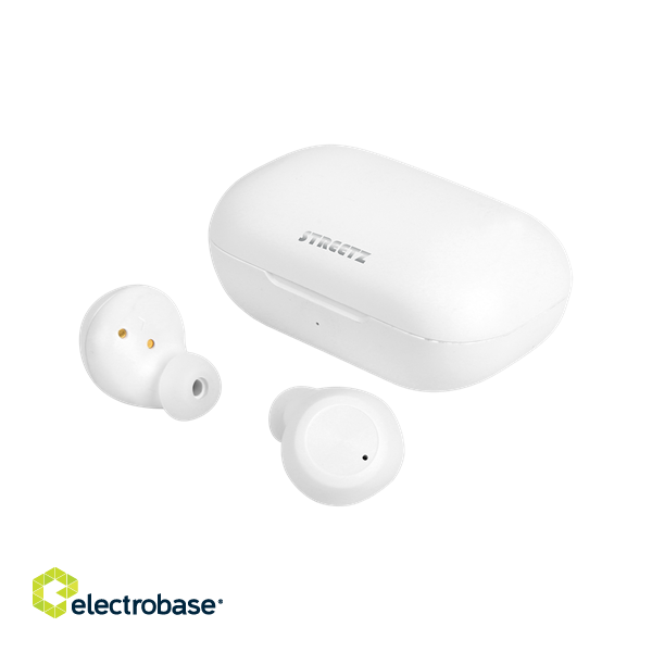 Earphones STREETZ Wireless with charging case, BT 5, TWS, white / TWS-111 image 2