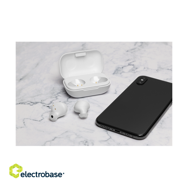 Earphones STREETZ Wireless with charging case, BT 5, TWS, white / TWS-111 image 3