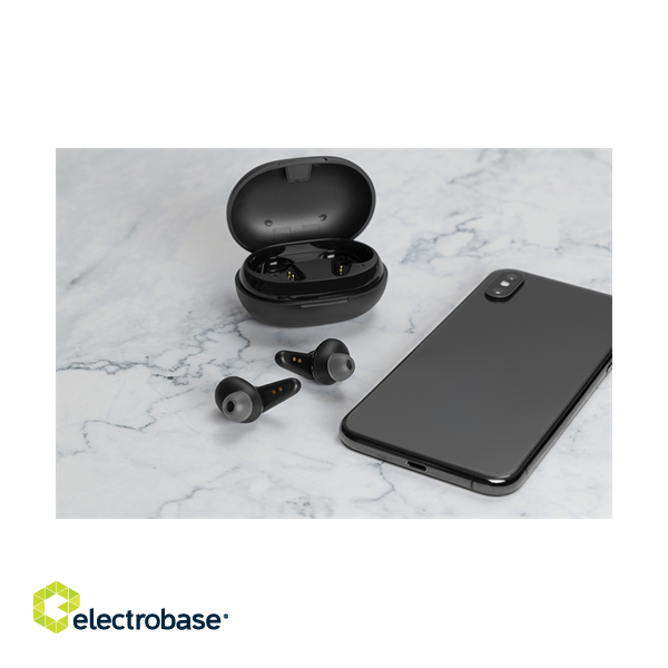 Earphones STREETZ Wireless with charging case, TWS, BT 5, black / TWS-113 image 2