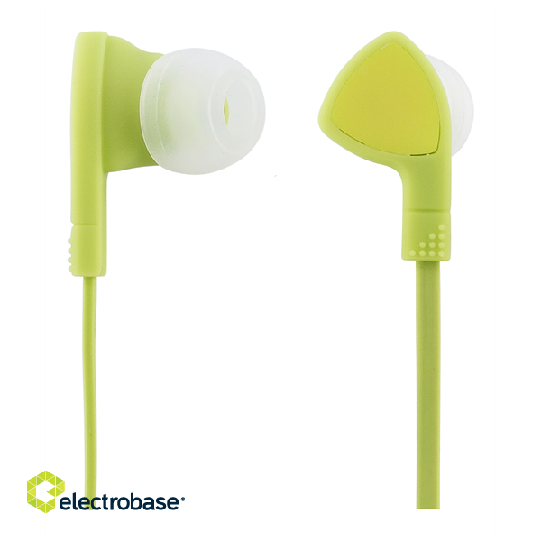 Earphones STREETZ, with microphone, lime green / HL-333 image 1