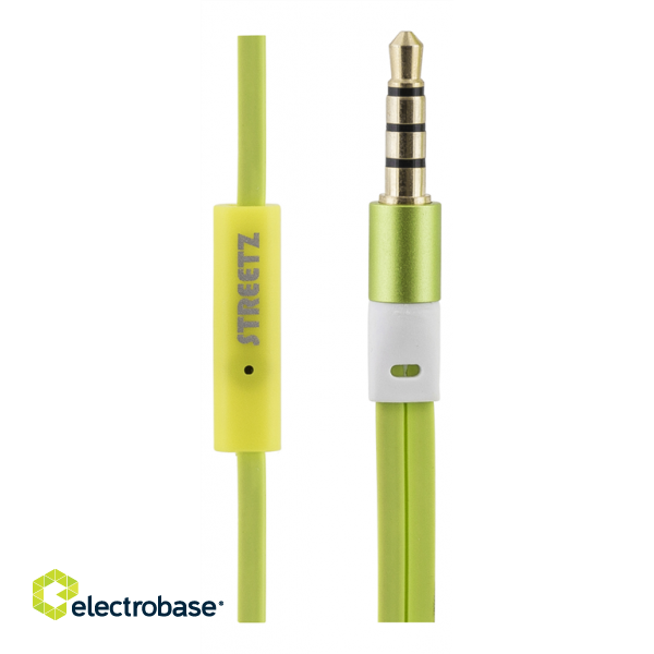 Earphones STREETZ, with microphone, lime green / HL-333 image 2