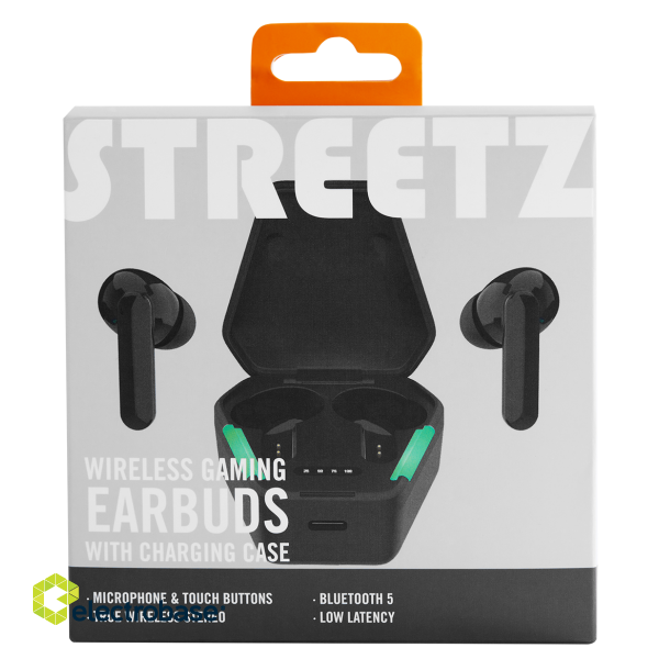 Gaming earphone STREETZ True Wireless Stereo, matte black / TWS-115 image 9