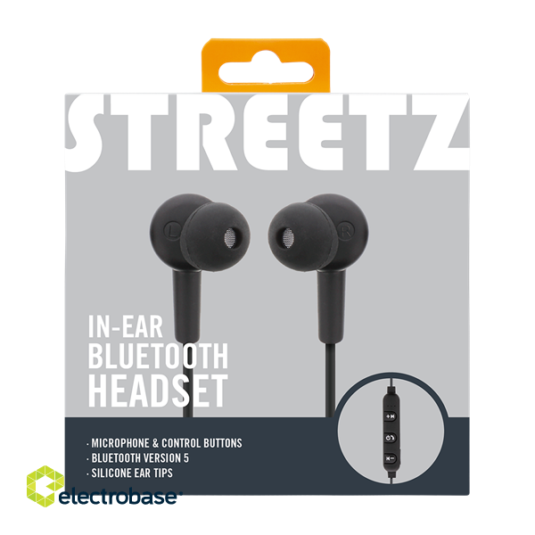 STREETZ In-ear BT headphones with microphone and media / answer buttons, black HL-BT301 image 4