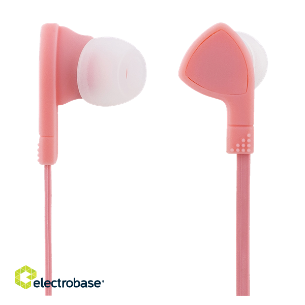 STREETZ In-ear headphones with microphone, media / answer button, 3.5 mm, tangle-free, pink HL-W104 image 1